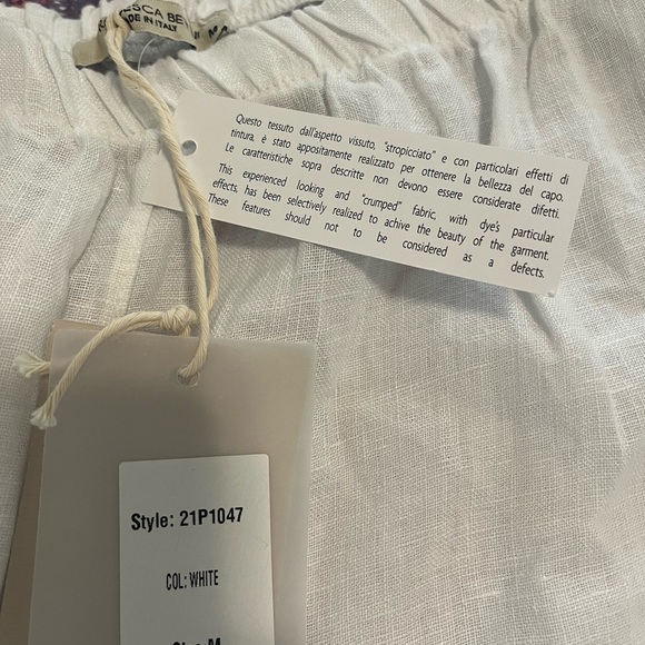 FRANCESCA BETTINI  Italy 100% Linen Elastic Waist Pants Size Medium - Picture 12 of 12